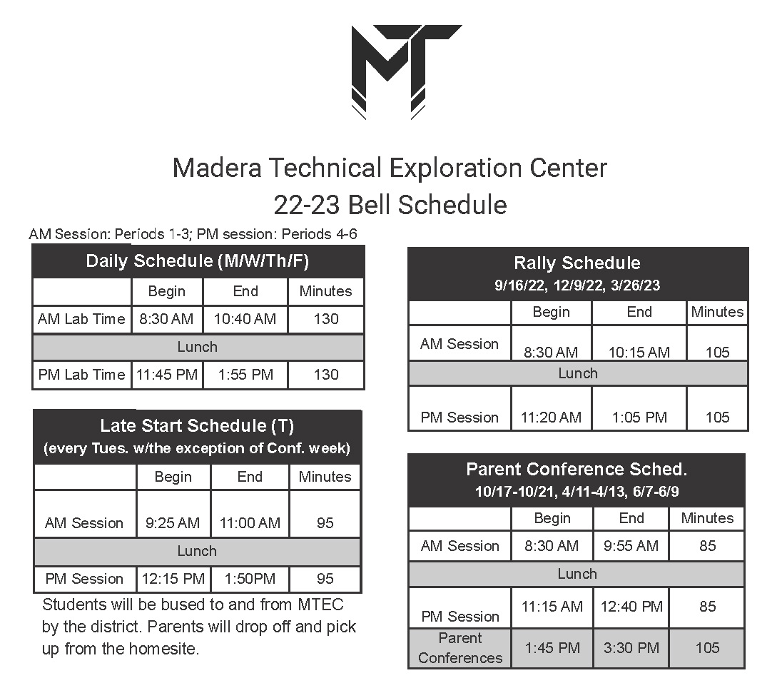 MTEC Bell Schedule 22 23 Student Facing